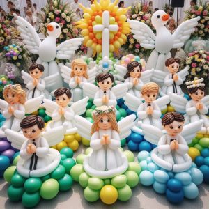 figuras de globos para primera comunion fiesta decoración
